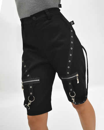 BERMUDA DE GABARDINA CON CINTAS Y CIERRES (7817386491983)